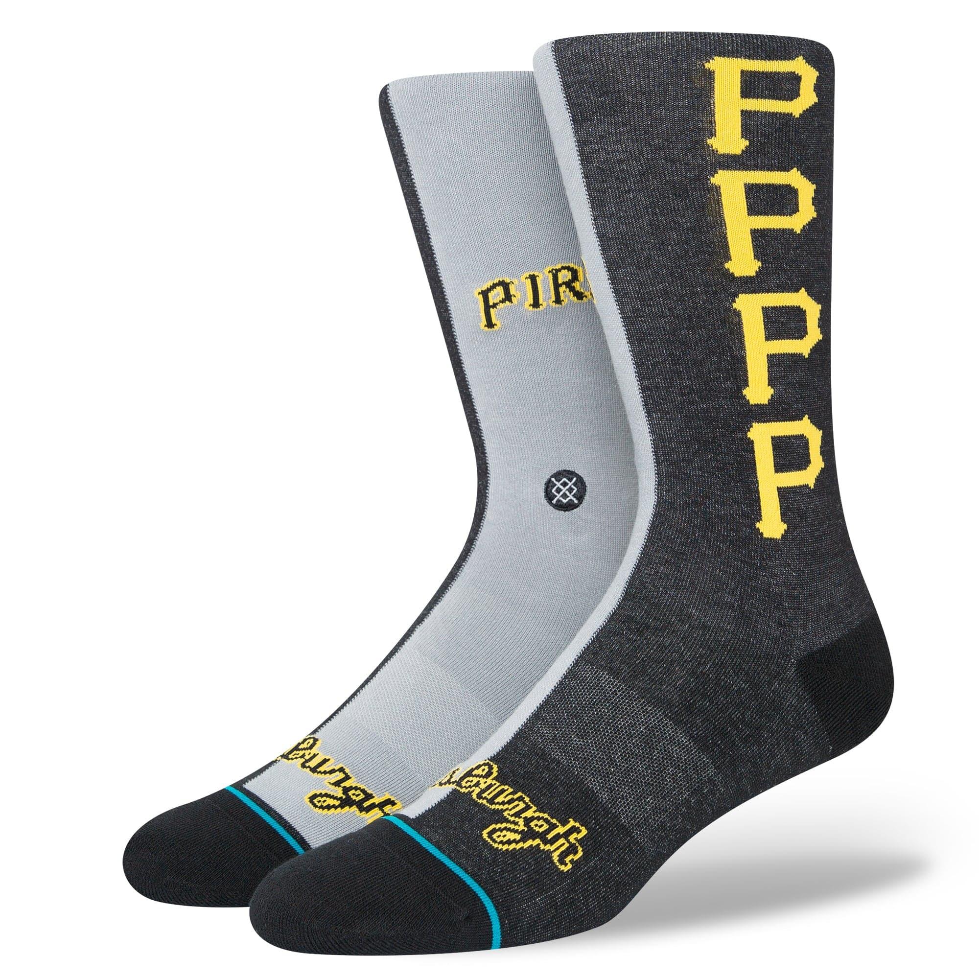 Stance Socks Large (9-12 US) Pittsburgh Pirates Stance MLB Grey Split Crew Socks - Black