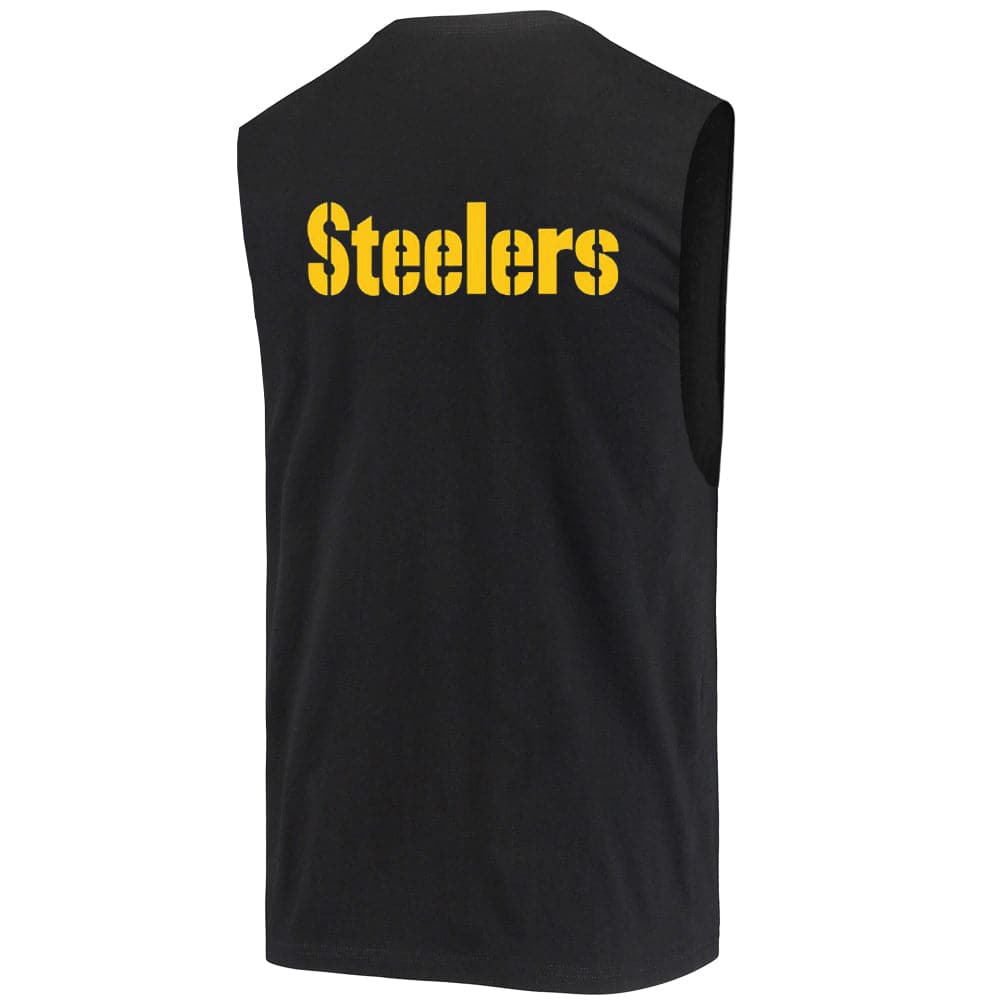 Mitchell And Ness T-Shirts Pittsburgh Steelers Mitchell & Ness NFL Retro Repeat Muscle T-Shirt - Black