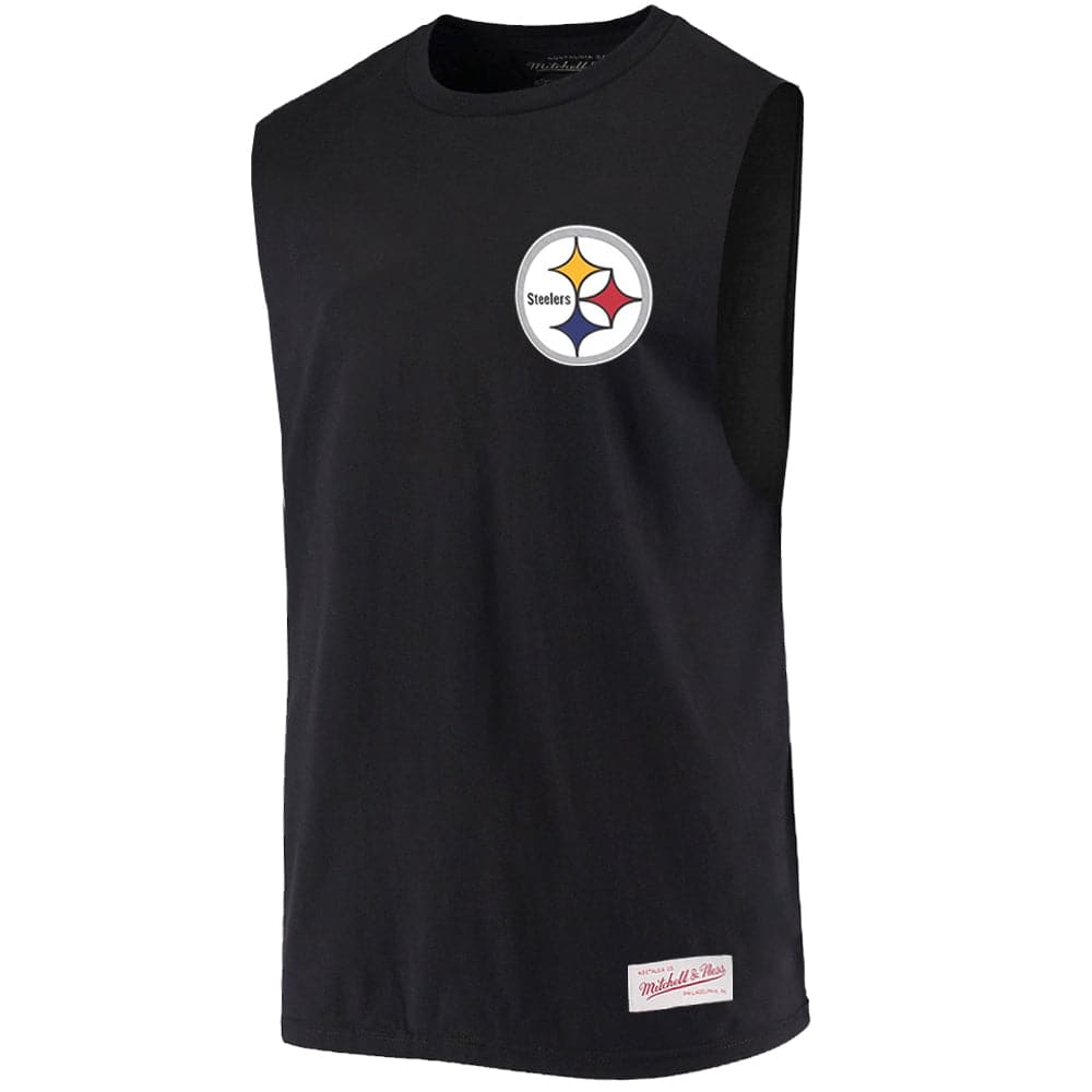 Mitchell And Ness T-Shirts Pittsburgh Steelers Mitchell & Ness NFL Retro Repeat Muscle T-Shirt - Black