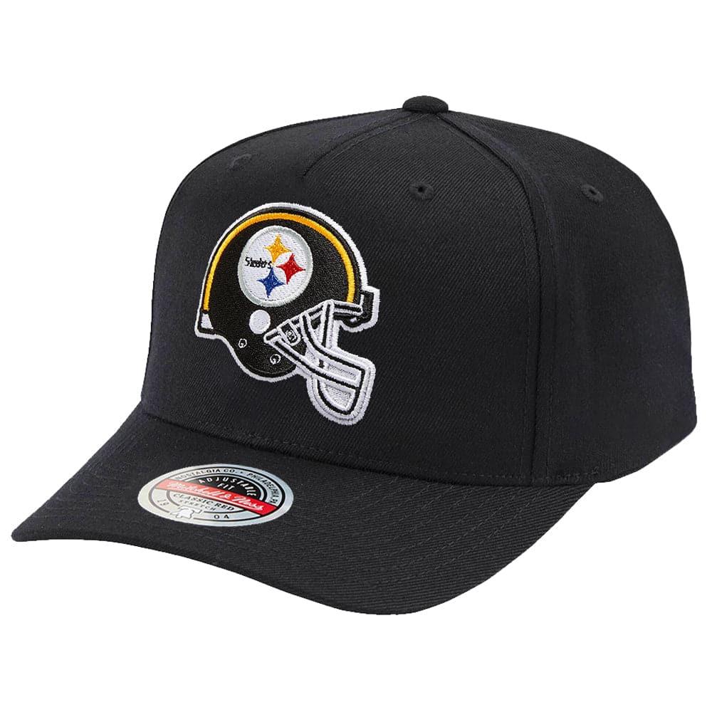 Mitchell And Ness Caps Pittsburgh Steelers Mitchell & Ness NFL Sweep Right Classic Red Curve Snapback Hat - Black