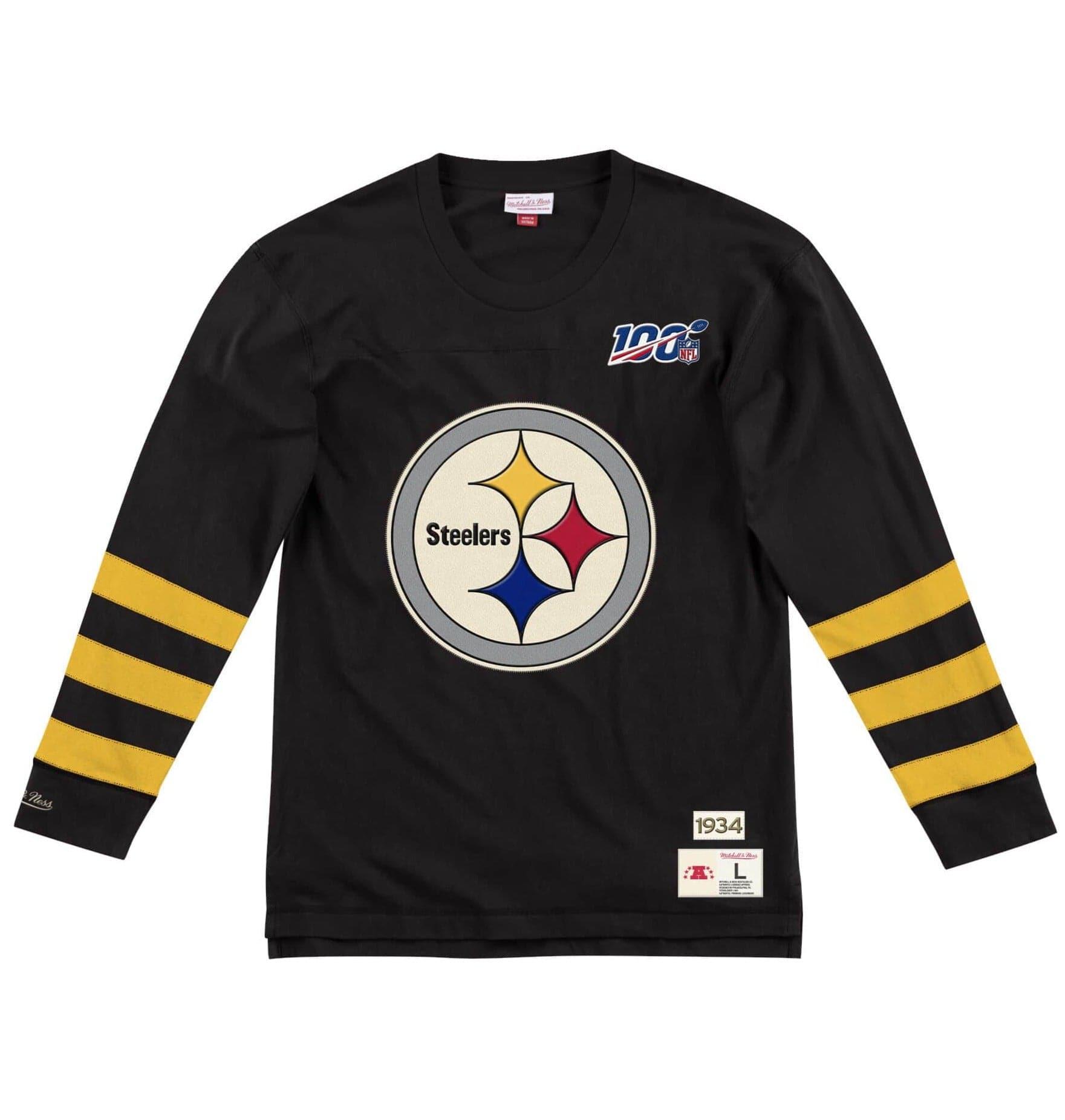 Mitchell And Ness T-Shirts Pittsburgh Steelers Mitchell & Ness NFL Team Inspired Long Sleeve T-Shirt - Black