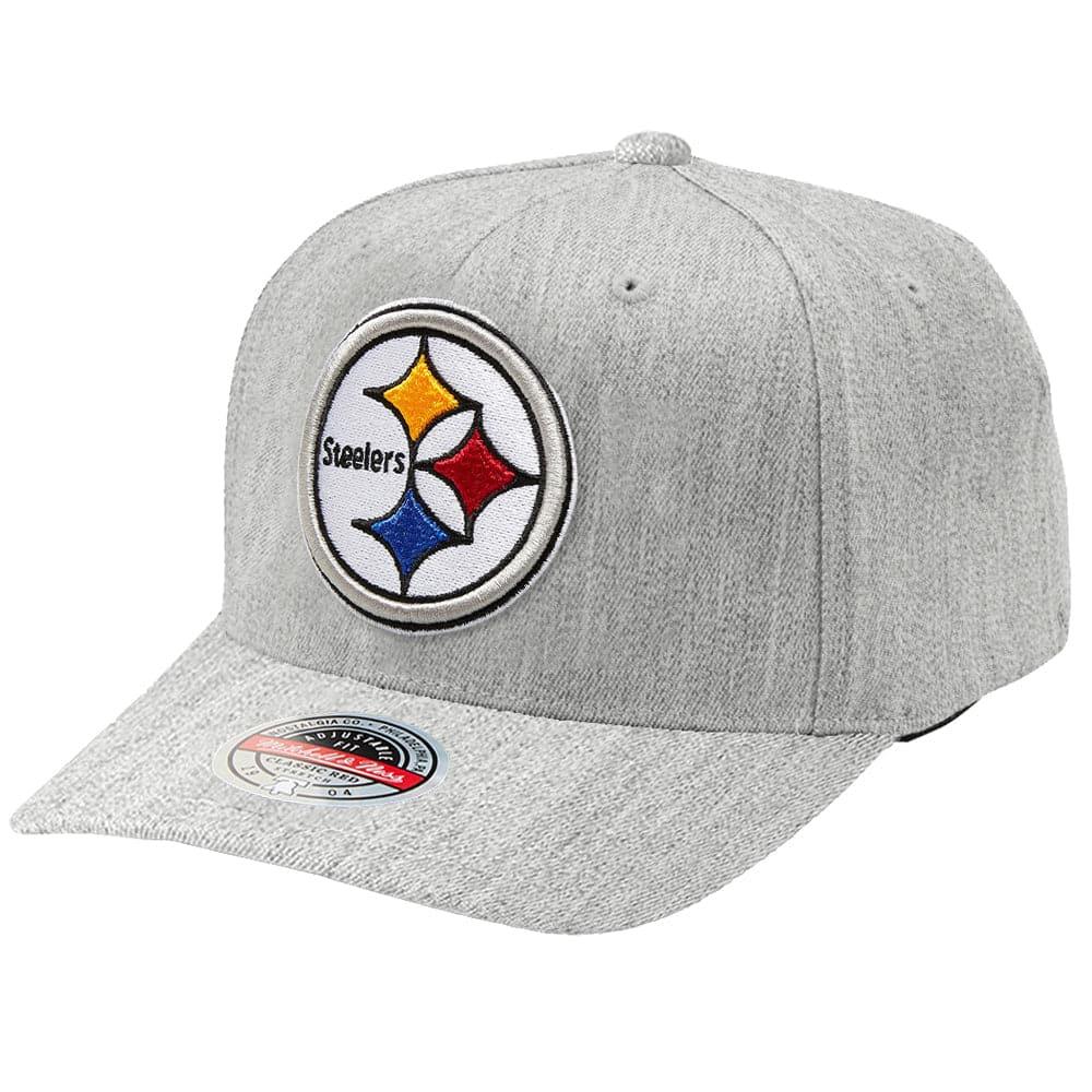 Mitchell And Ness Caps Pittsburgh Steelers Mitchell & Ness NFL Throwback Curve Snapback Hat - Heather Grey