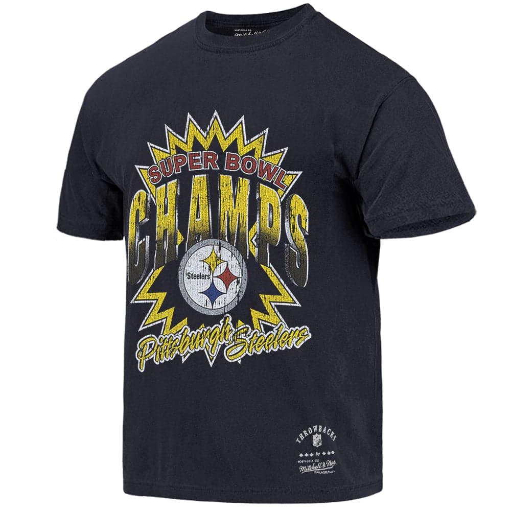 Mitchell And Ness T-Shirts Pittsburgh Steelers Mitchell & Ness NFL XLIII Champs Vintage T-Shirt - Faded Black