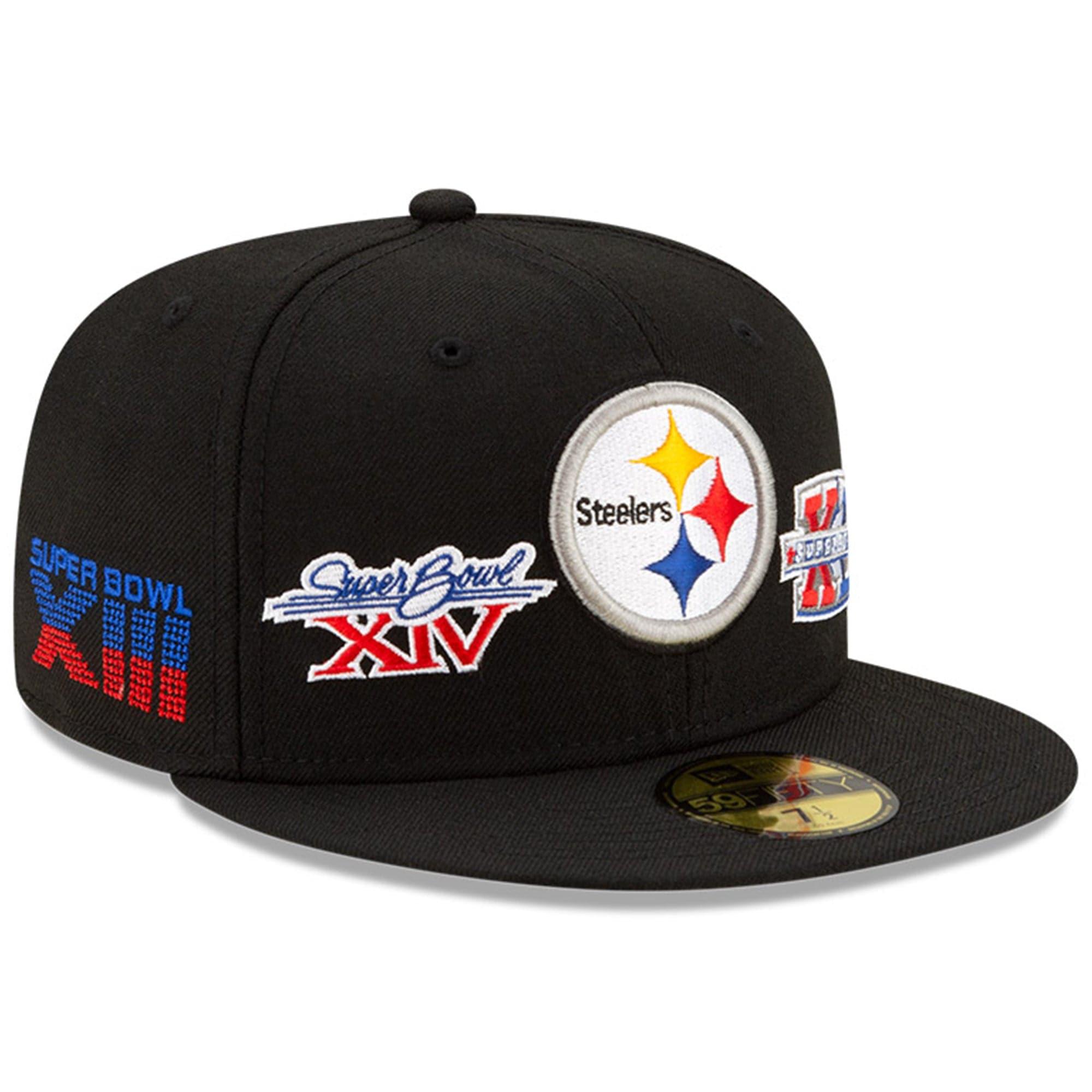 New Era Caps Pittsburgh Steelers New Era NFL Champions Patch 59FIFTY Fitted Hat - Black