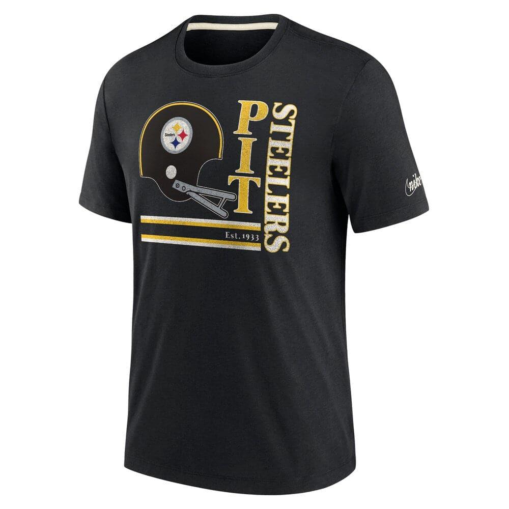 Nike T-Shirts Pittsburgh Steelers Nike NFL Historic Logo Tri-Blend T-Shirt - Black