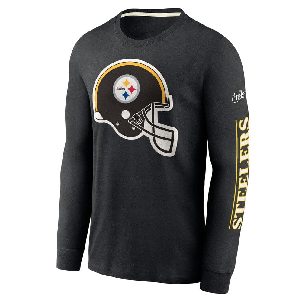 Nike T-Shirts Pittsburgh Steelers Nike NFL Historic Long Sleeve Tri-Blend T-Shirt - Black