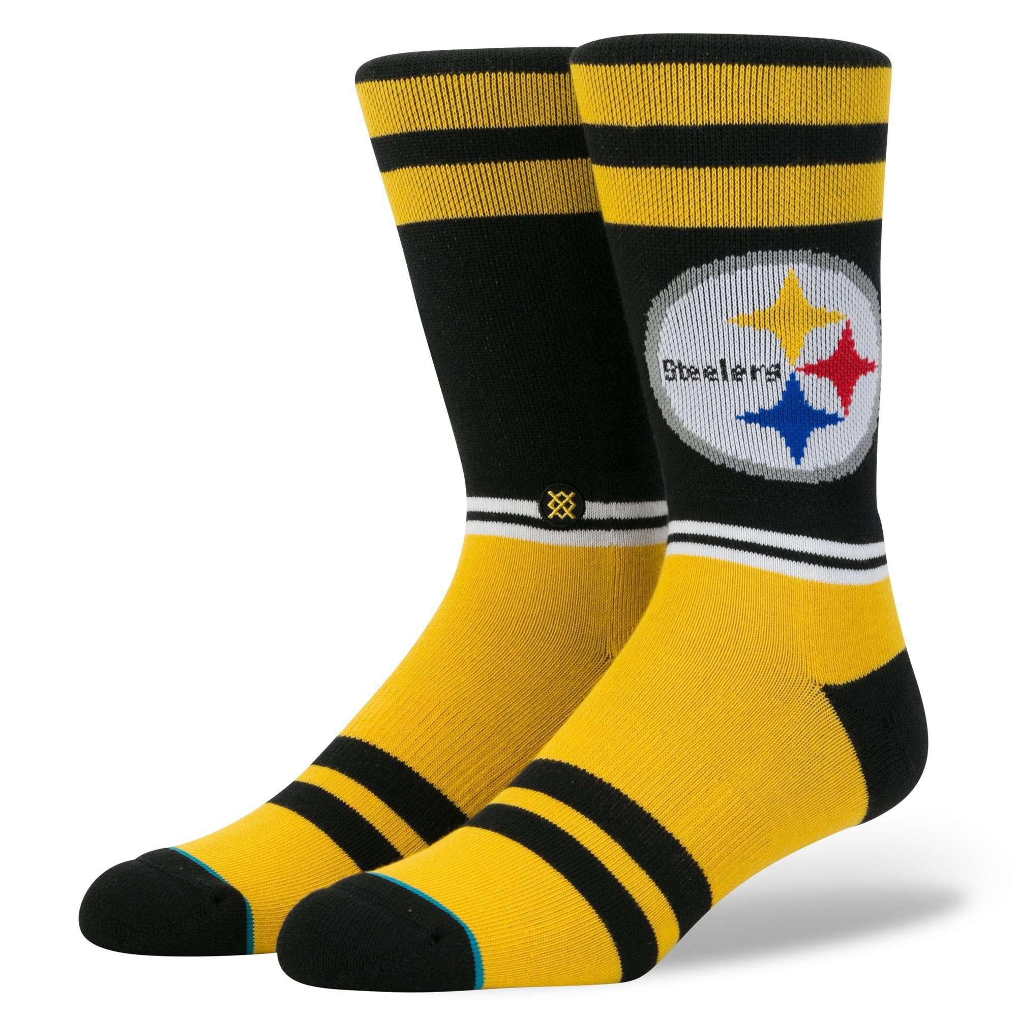 Stance Socks Large (9-12 US) Pittsburgh Steelers Stance NFL Logo Stripe Crew Socks - Black
