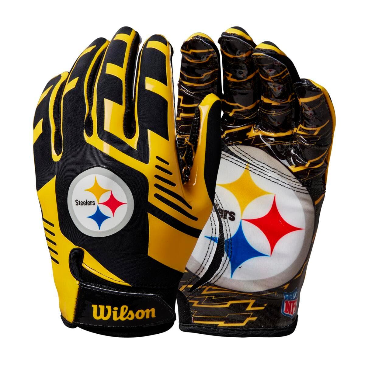 Wilson Sporting Goods Gloves Pittsburgh Steelers Wilson NFL Team Stretch Fit Receiver Gloves