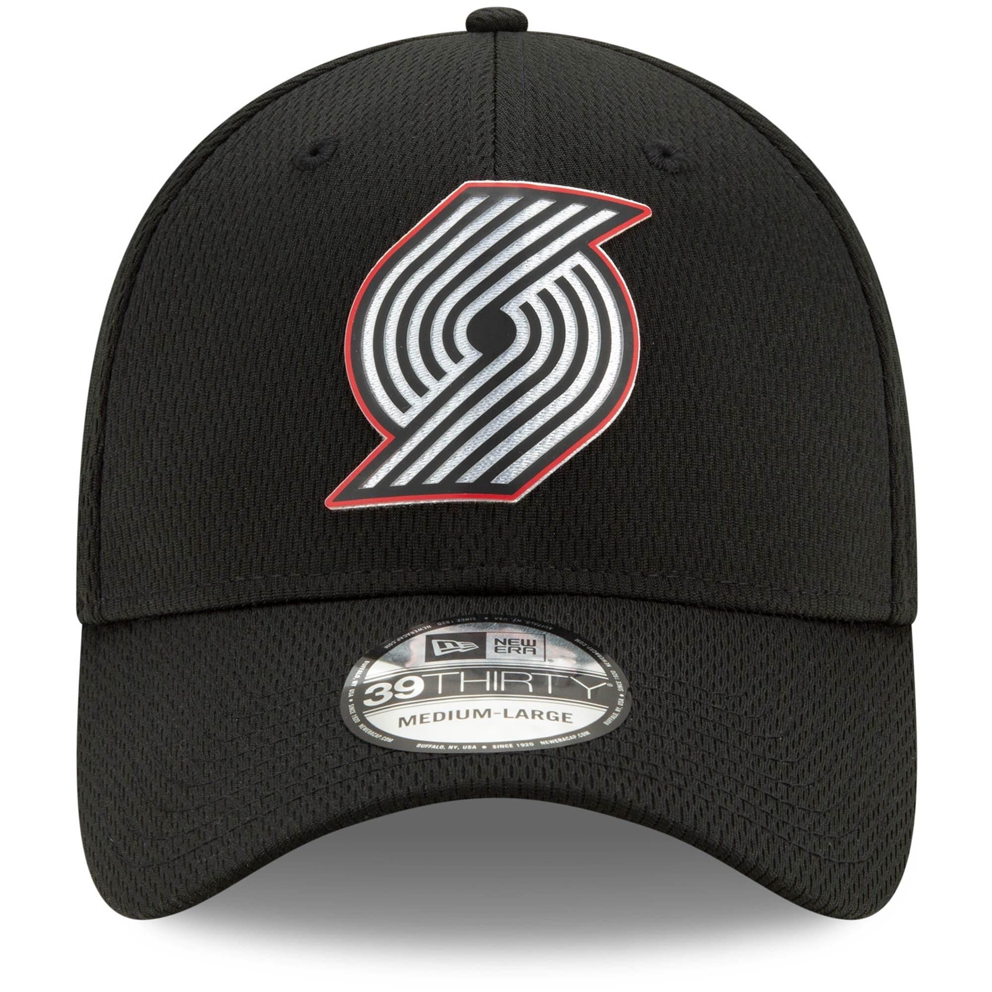 New Era Caps Portland Trail Blazers New Era NBA 2020 Back Half 39THIRTY Flex Fit Curve Hat - Black