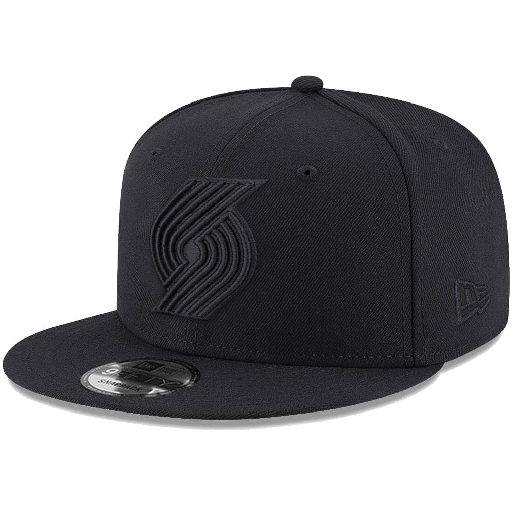 New Era Caps Portland Trail Blazers New Era NBA Black On Black 9FIFTY Snapback Hat