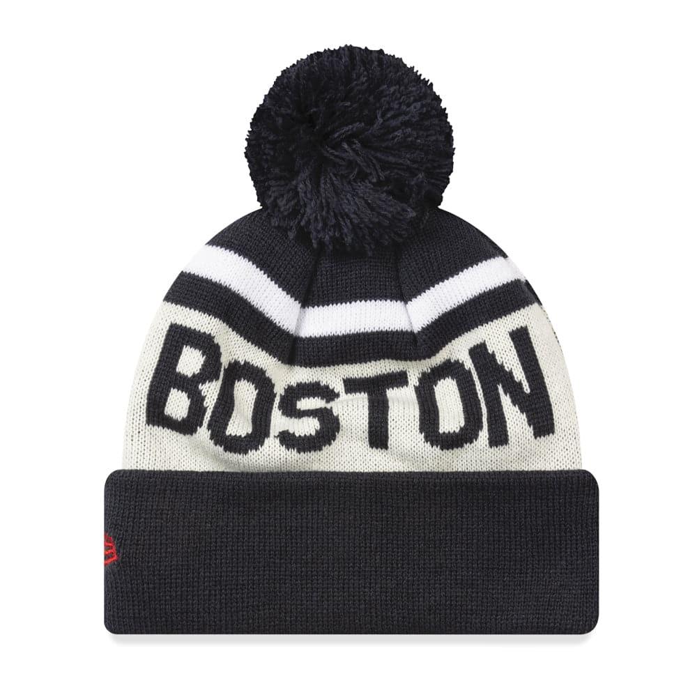Youths Boston Red Sox New Era MLB Team Stone Stripe Knit Beanie - Navy