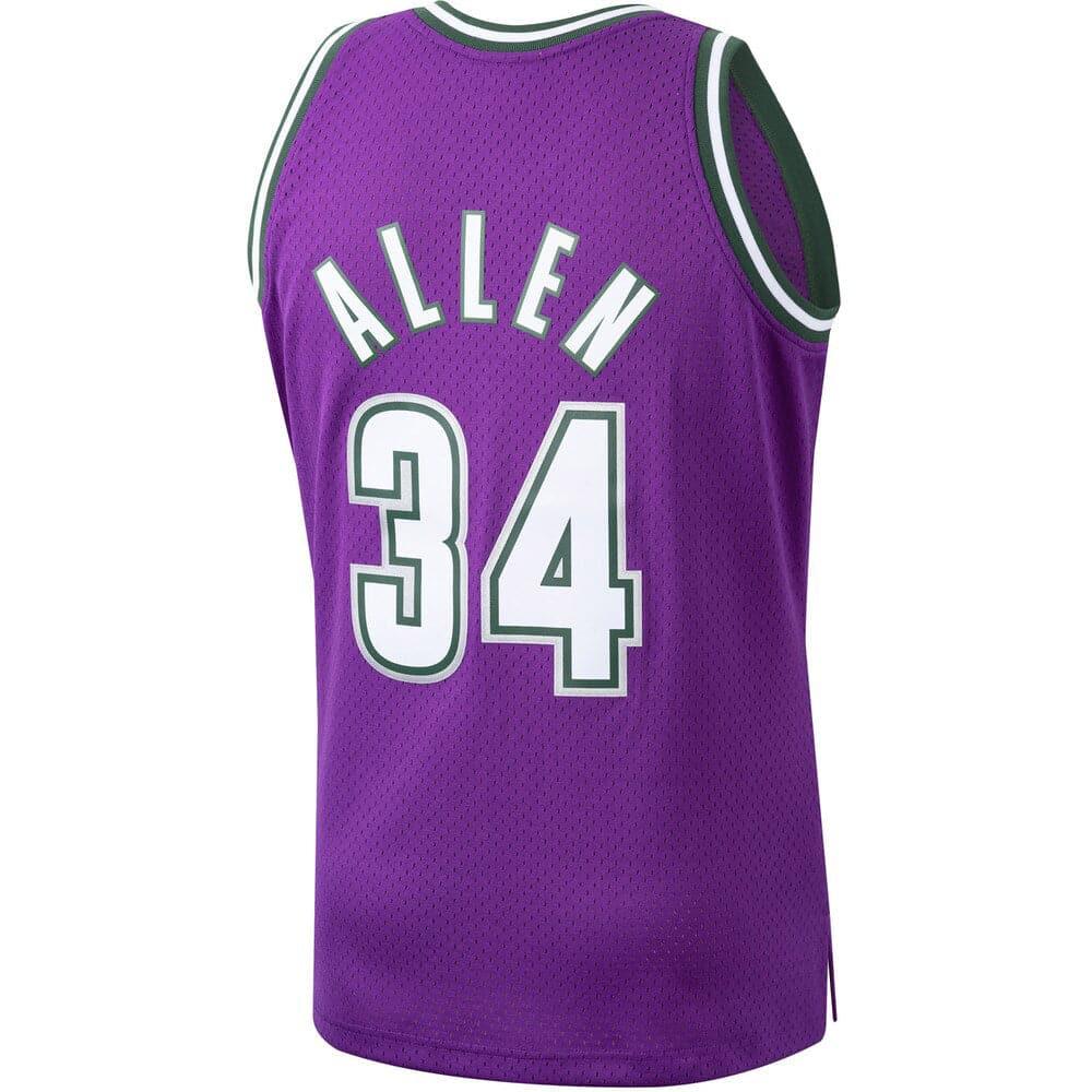 Mitchell And Ness Jerseys Ray Allen Milwaukee Bucks Mitchell & Ness NBA 01-02 Away Swingman Jersey - Purple