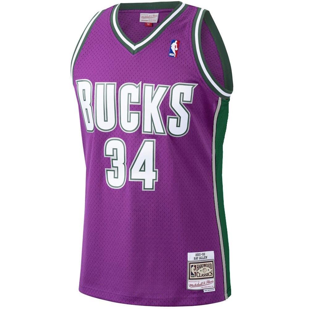 Mitchell And Ness Jerseys Ray Allen Milwaukee Bucks Mitchell & Ness NBA 01-02 Away Swingman Jersey - Purple