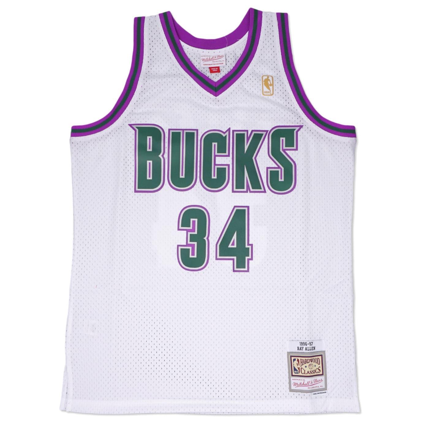 Mitchell And Ness Jerseys Ray Allen Milwaukee Bucks Mitchell & Ness NBA 96-97 Swingman Jersey - White