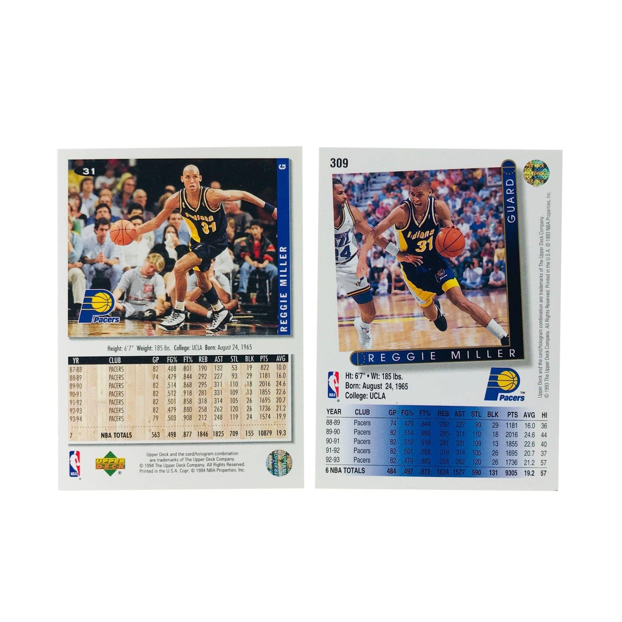 Upper Deck Cards Reggie Miller Indiana Pacers Upper Deck NBA 2 Base Card Set