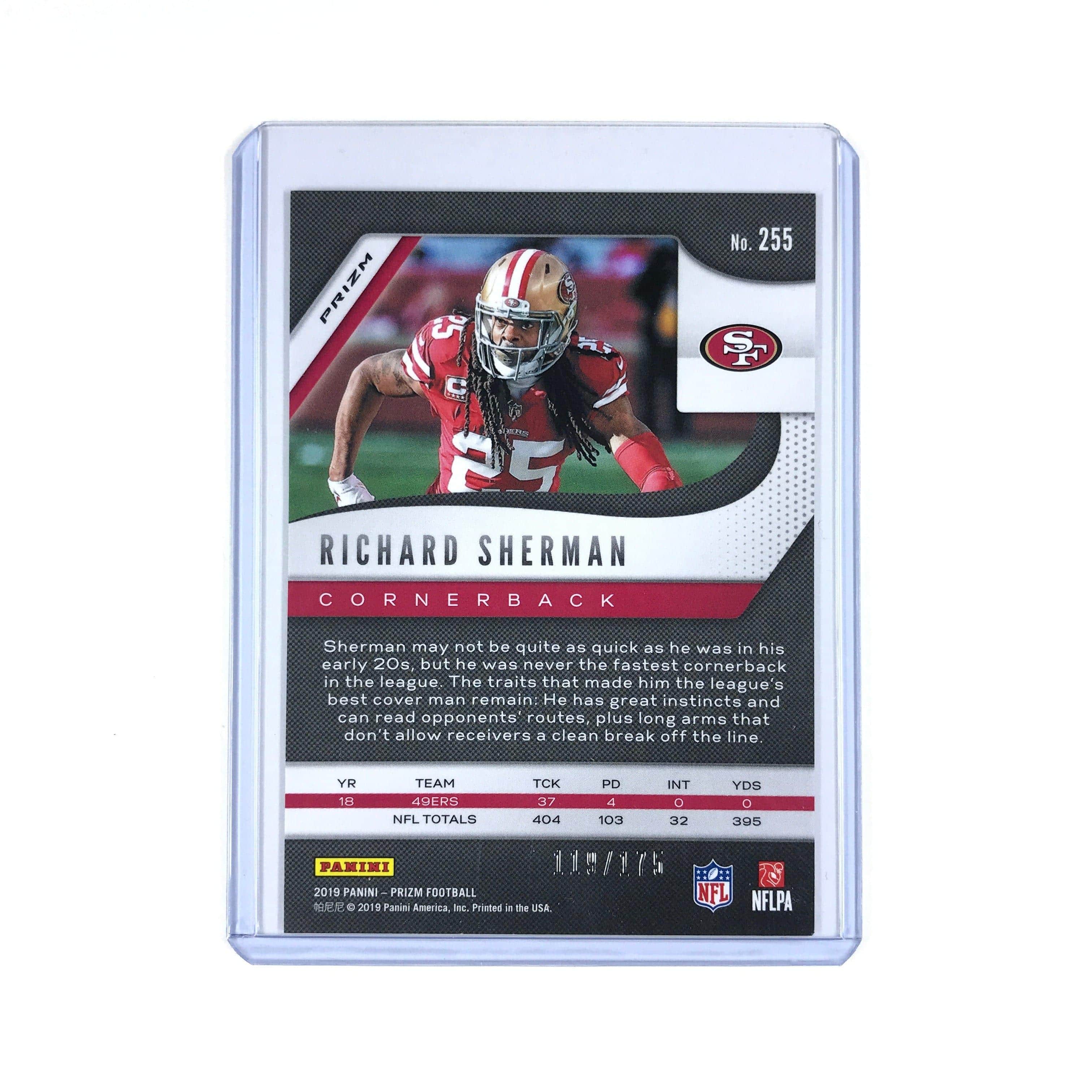 Panini Cards Richard Sherman San Francisco 49ers 2019 Panini Prizm NFL Hyper /175 Card