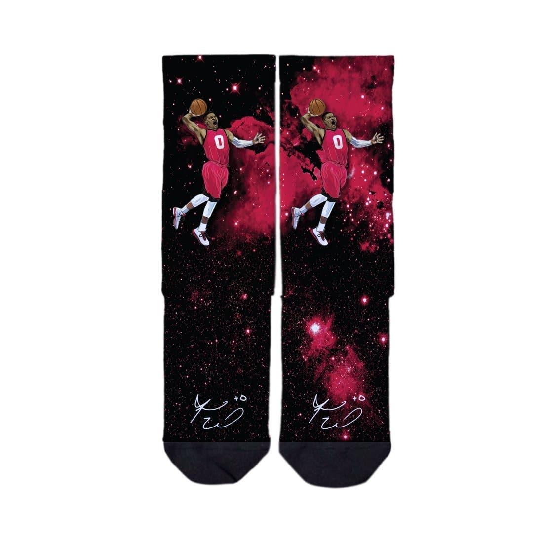 Strideline Socks M/L (8-12 US) Russell Westbrook Washington Wizards Strideline NBA Galaxy Premium Crew Socks - Black
