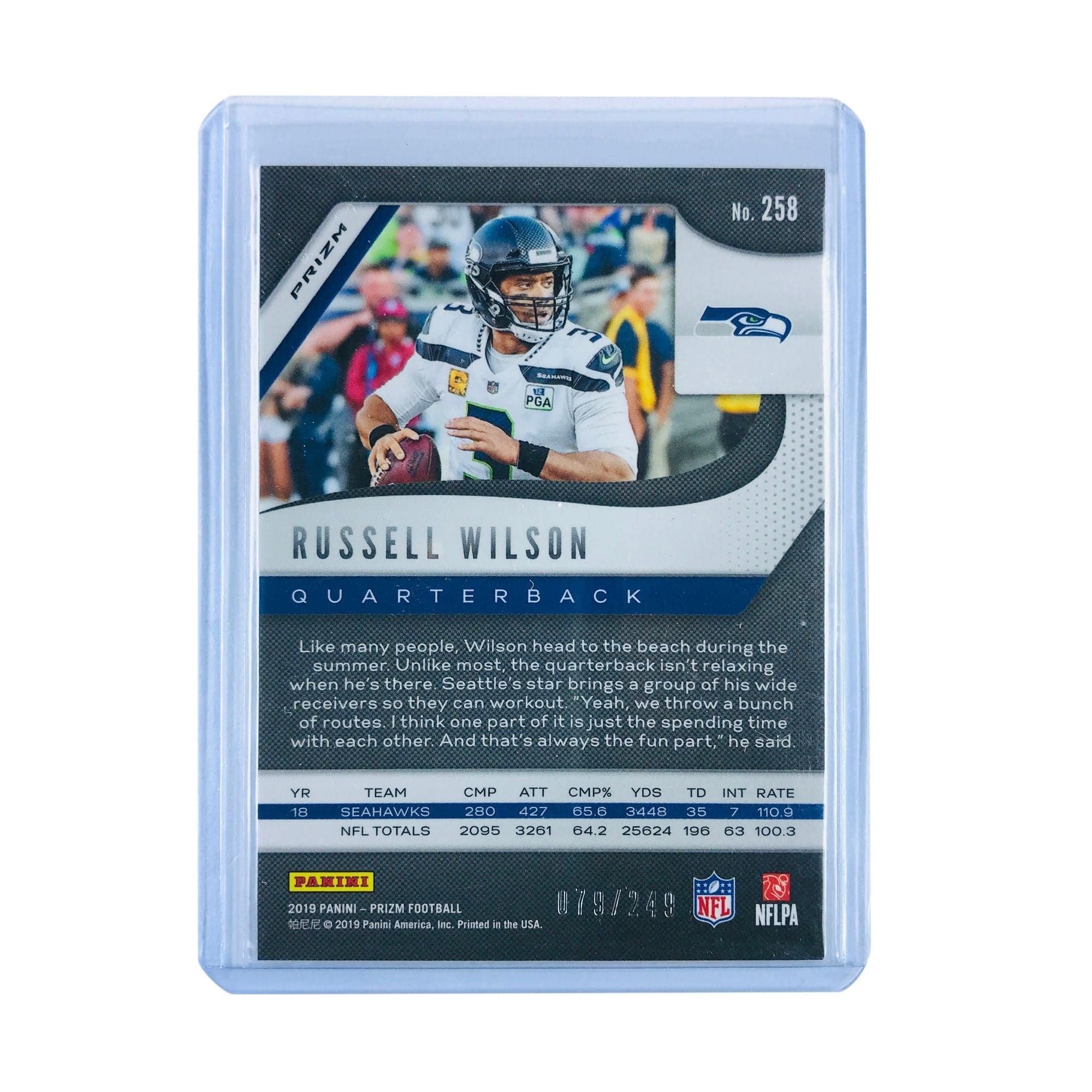Panini Cards Russell Wilson Seattle Seahawks 2019 Panini Prizm NFL Orange /249 Card