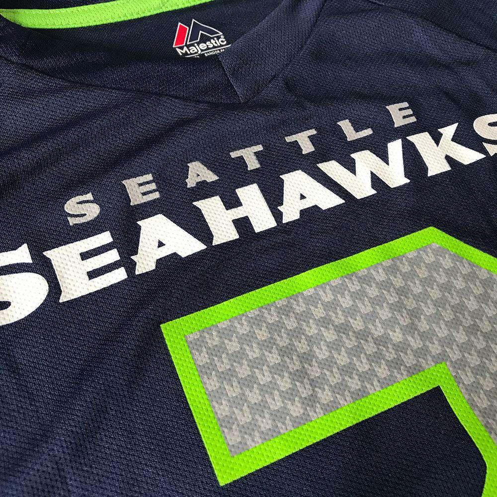 Majestic Athletic Jerseys Russell Wilson Seattle Seahawks Majestic NFL Hashmark Replica Jersey - Navy