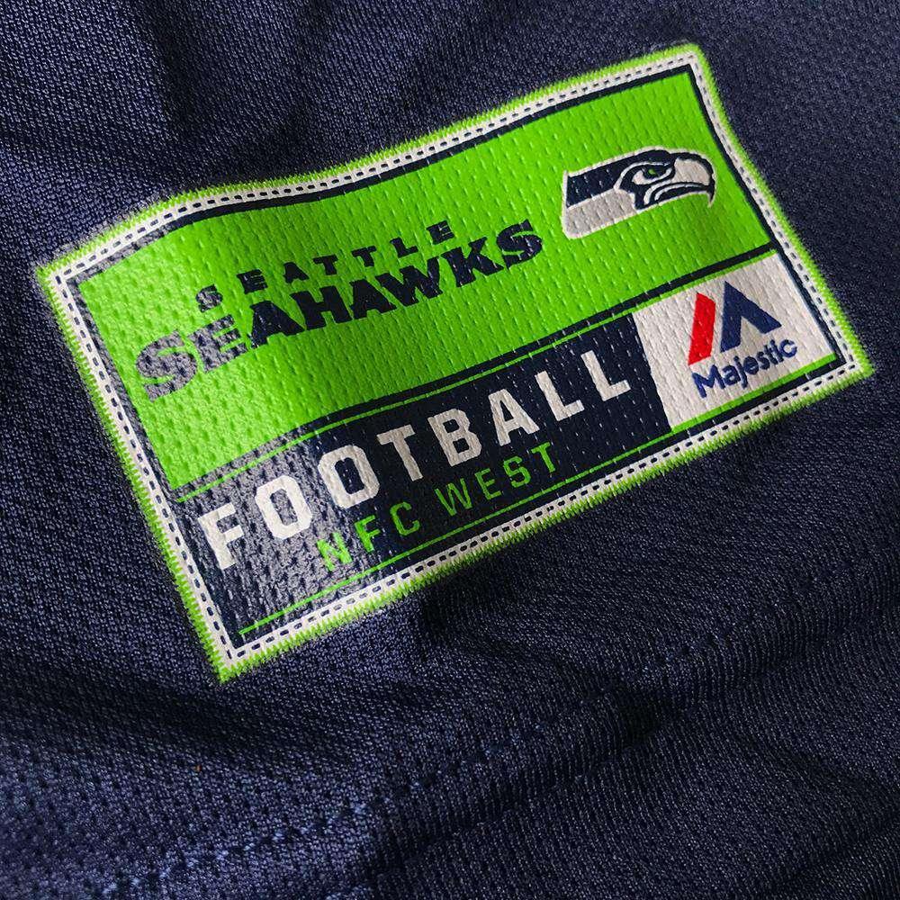 Majestic Athletic Jerseys Russell Wilson Seattle Seahawks Majestic NFL Hashmark Replica Jersey - Navy