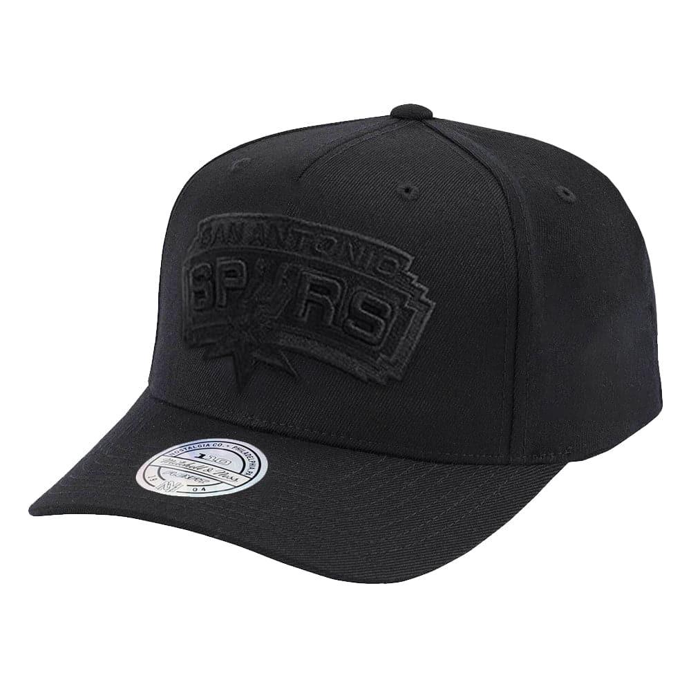 Mitchell And Ness Caps San Antonio Spurs Mitchell & Ness NBA All Black HWC 110 Curve Snapback Hat