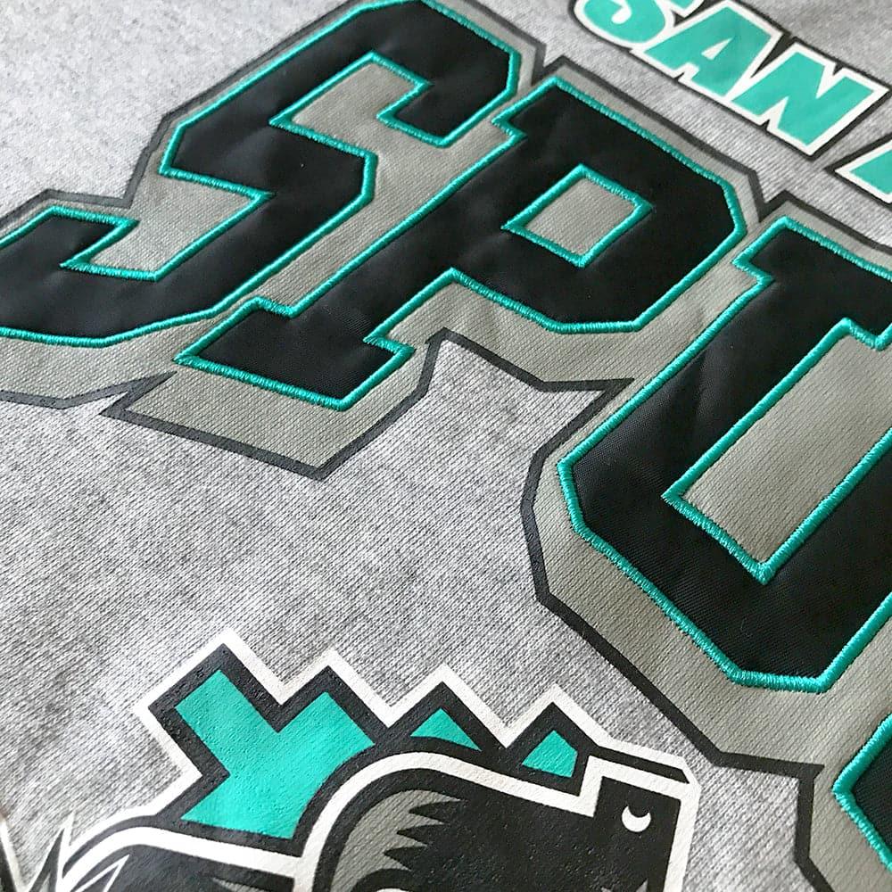 Mitchell And Ness Jumpers San Antonio Spurs Mitchell & Ness NBA All Over Champs Premium Crew Jumper - Grey