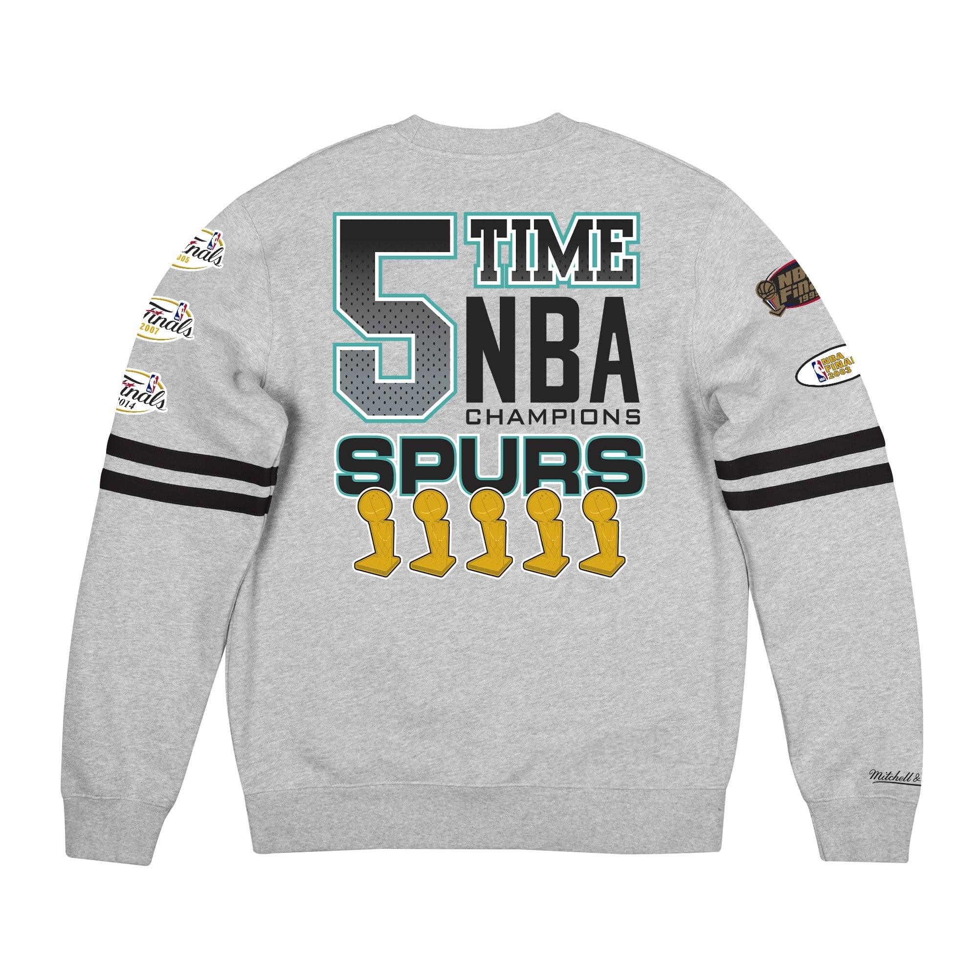 Mitchell And Ness Jumpers San Antonio Spurs Mitchell & Ness NBA All Over Champs Premium Crew Jumper - Grey