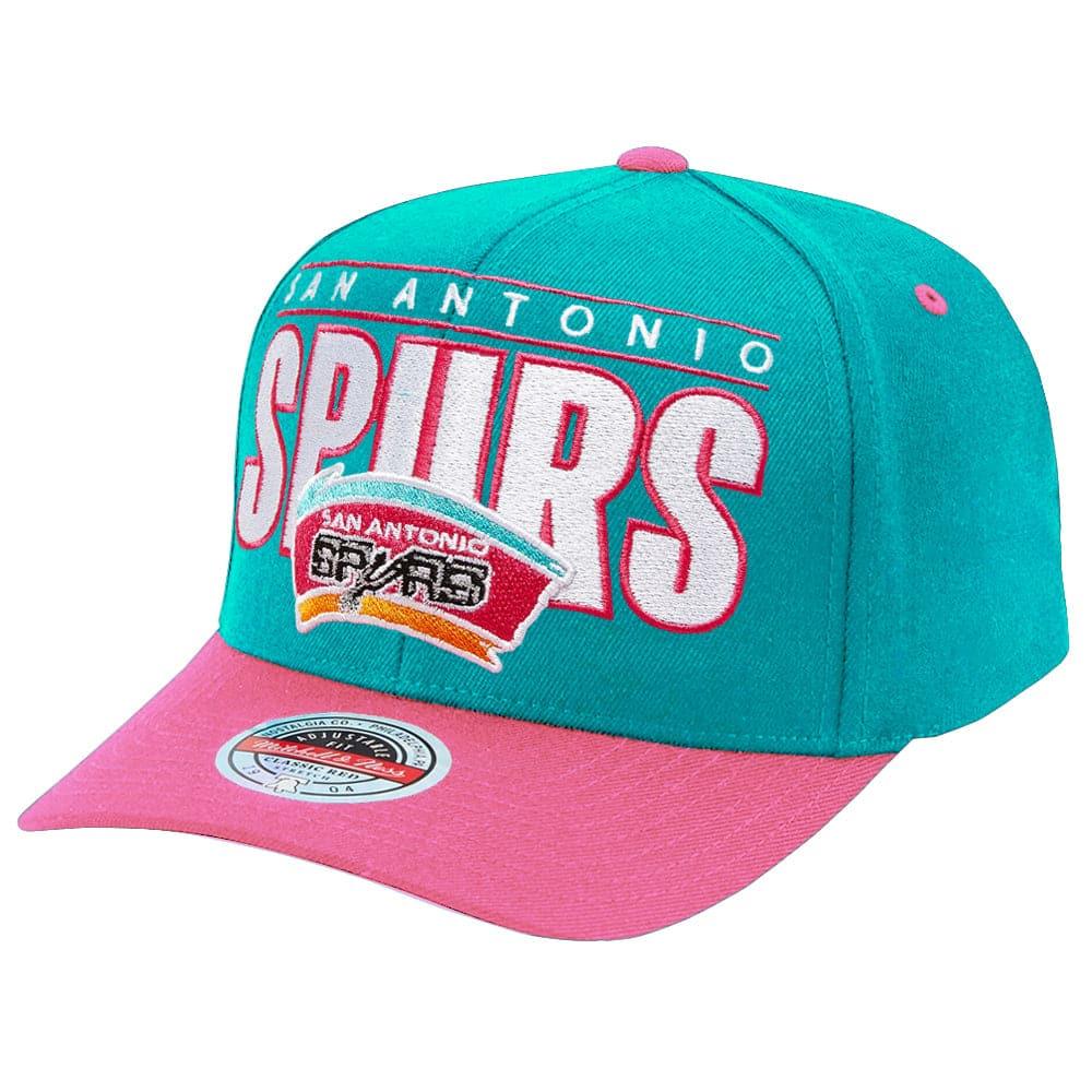 Mitchell And Ness Caps San Antonio Spurs Mitchell & Ness NBA Billboard Classic Red Curve Snapback Hat - Teal