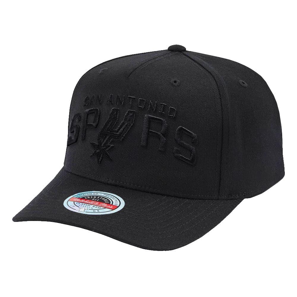 Mitchell And Ness Caps San Antonio Spurs Mitchell & Ness NBA Black On Black Classic Red Snapback Hat