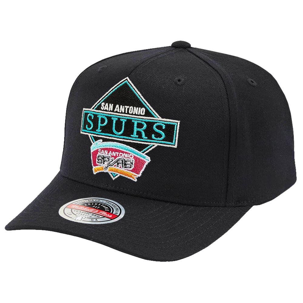 Mitchell And Ness Caps San Antonio Spurs Mitchell & Ness NBA Diamond One Curve Snapback Hat - Black