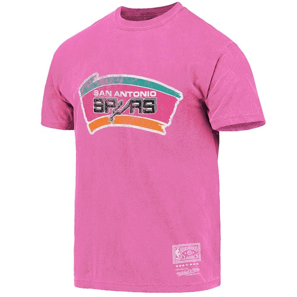 Mitchell And Ness T-Shirts San Antonio Spurs Mitchell & Ness NBA HWC Big Logo Vintage T-Shirt - Faded Pink