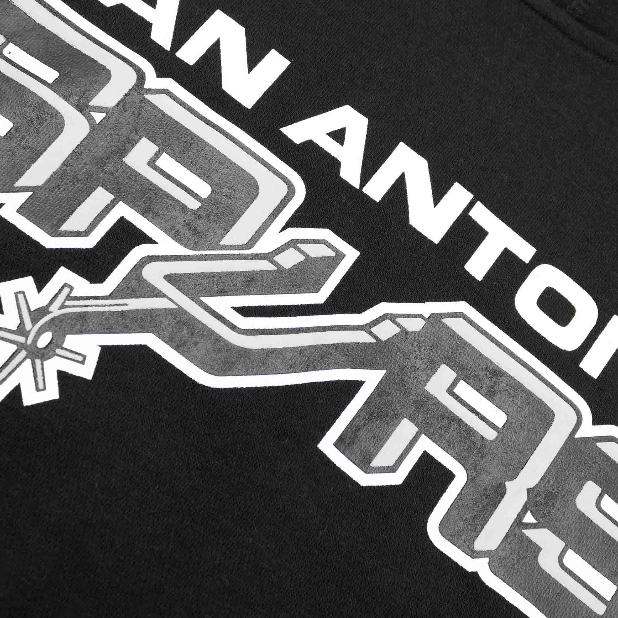 Mitchell And Ness Jumpers San Antonio Spurs Mitchell & Ness NBA HWC French Terry Short Sleeve Hoodie Jumper - Black