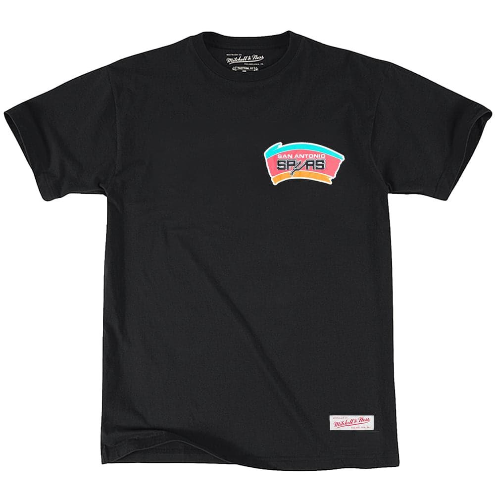 Mitchell And Ness T-Shirts San Antonio Spurs Mitchell & Ness NBA HWC Retro Repeat T-Shirt - Black