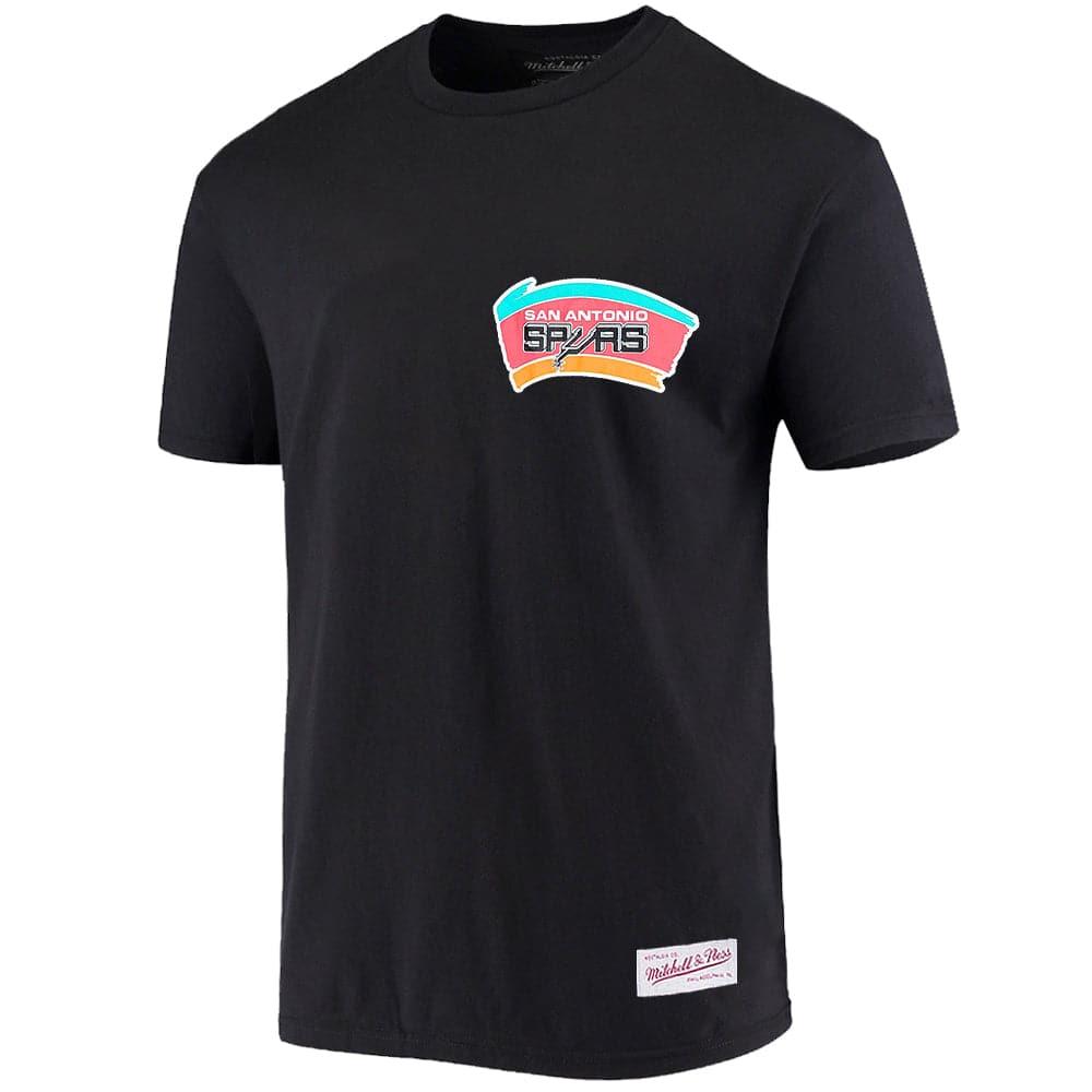 Mitchell And Ness T-Shirts San Antonio Spurs Mitchell & Ness NBA HWC Retro Repeat T-Shirt - Black