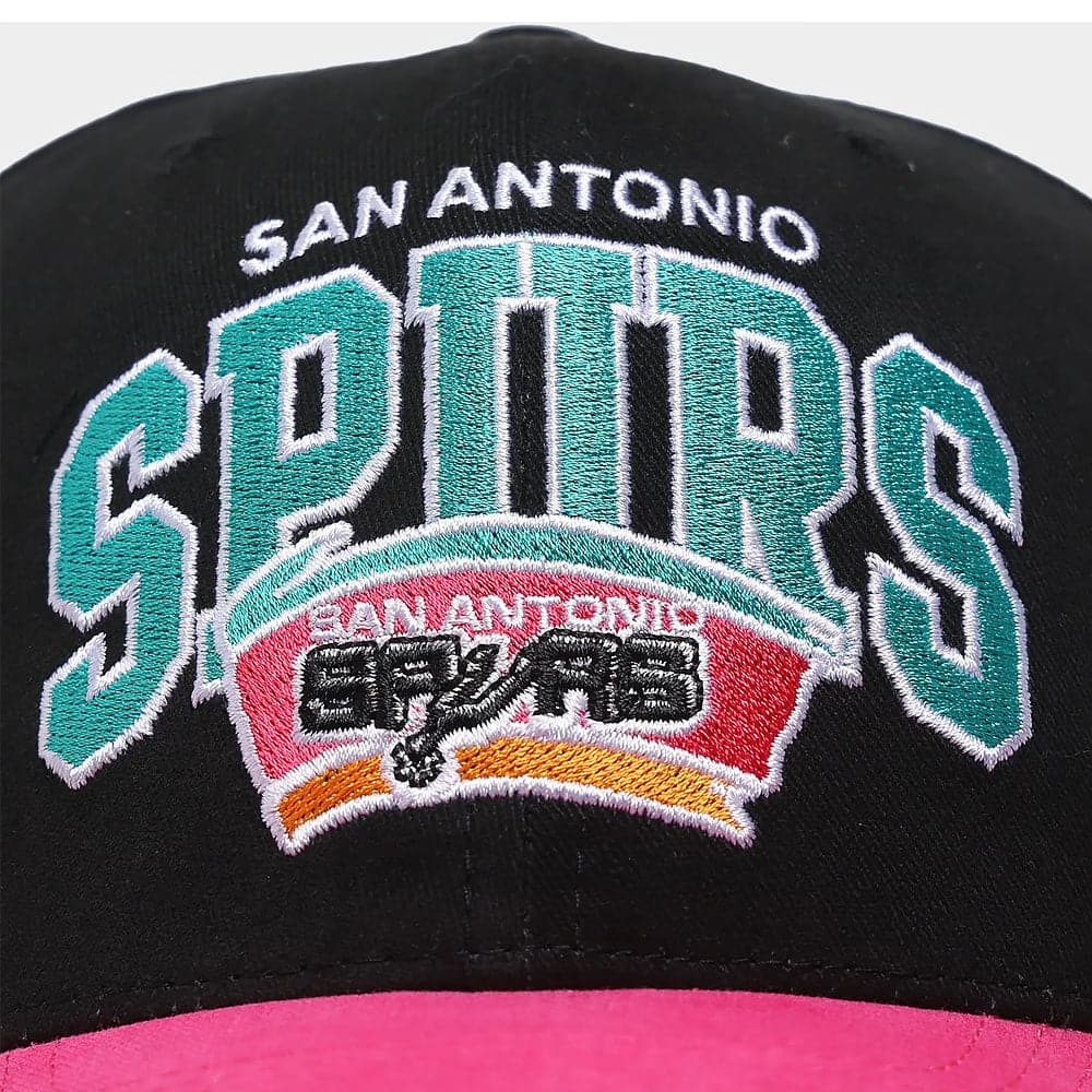 Mitchell And Ness Caps San Antonio Spurs Mitchell & Ness NBA HWC Team Arch Pro Crown Snapback Hat - Black