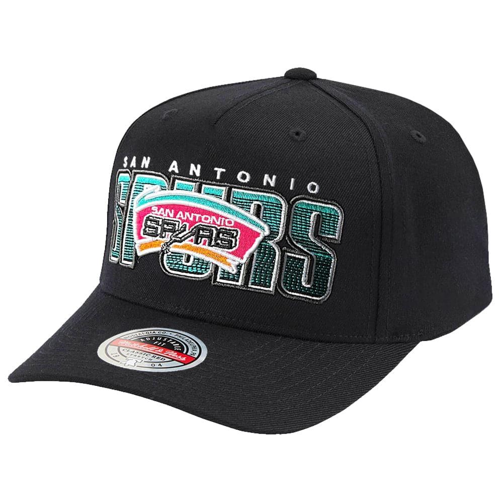 Mitchell And Ness Caps San Antonio Spurs Mitchell & Ness NBA Linear Classic Red Snapback Hat - Black