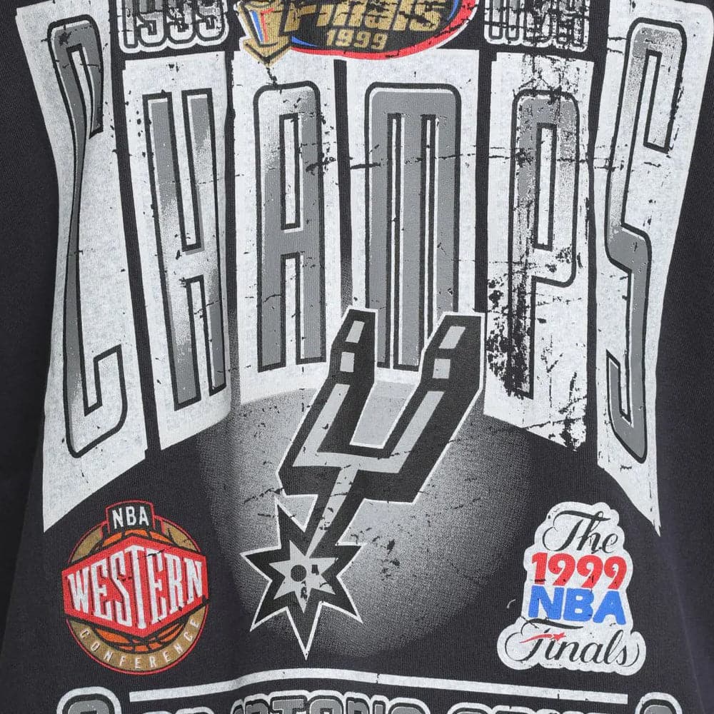 Mitchell And Ness T-Shirts San Antonio Spurs Mitchell & Ness NBA Winner Takes All Vintage T-Shirt - Faded Black