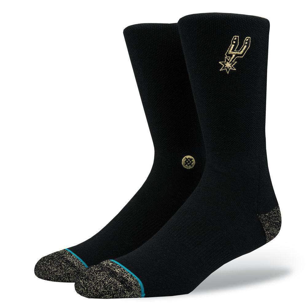 Stance Socks Large (9-12 US) San Antonio Spurs Stance NBA Gold Trophy Crew Socks - Black