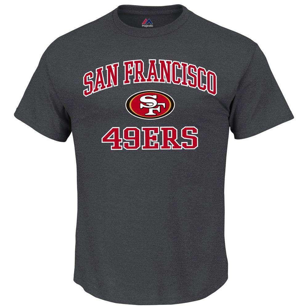 Majestic Athletic T-Shirts San Francisco 49ers Majestic NFL Heart & Soul T-Shirt - Charcoal