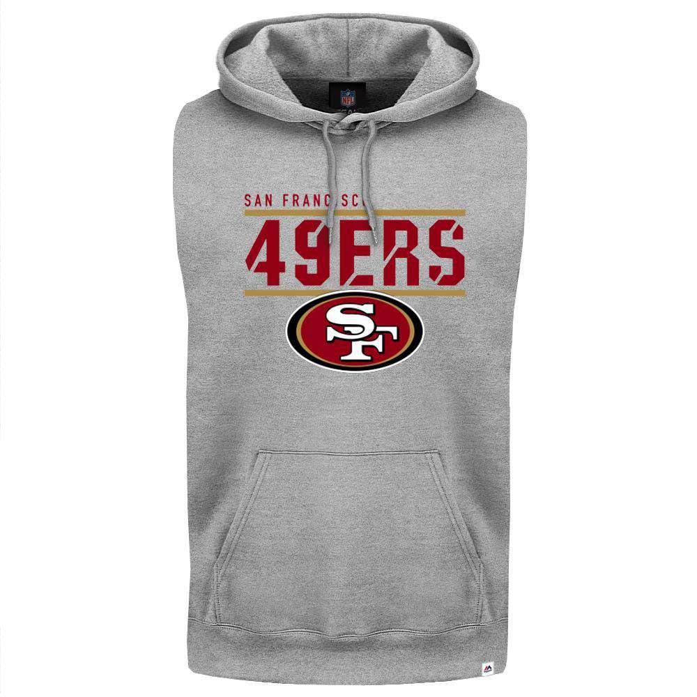 Majestic Athletic Jumpers San Francisco 49ers Majestic NFL Team Flex Sleeveless Hoodie Jumper - Grey