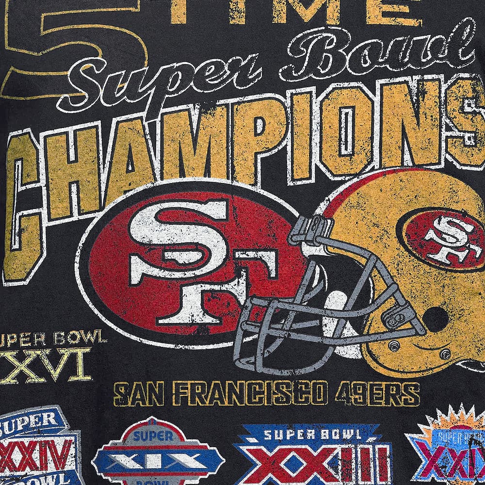 Mitchell And Ness T-Shirts San Francisco 49ers Mitchell & Ness NFL 5 x Champs Vintage Muscle T-Shirt - Faded Black