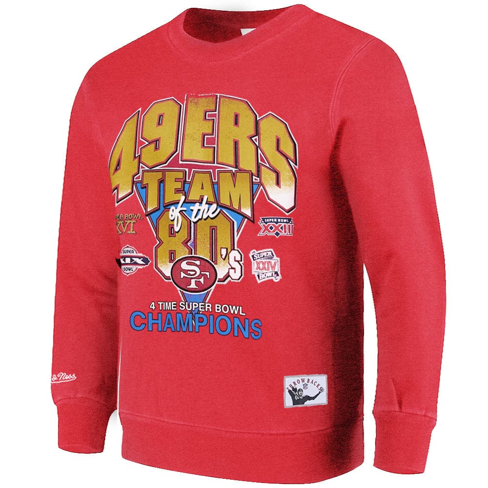 Mitchell And Ness Jumpers San Francisco 49ers Mitchell & Ness NFL 80's Champs Vintage Crew Jumper - Red