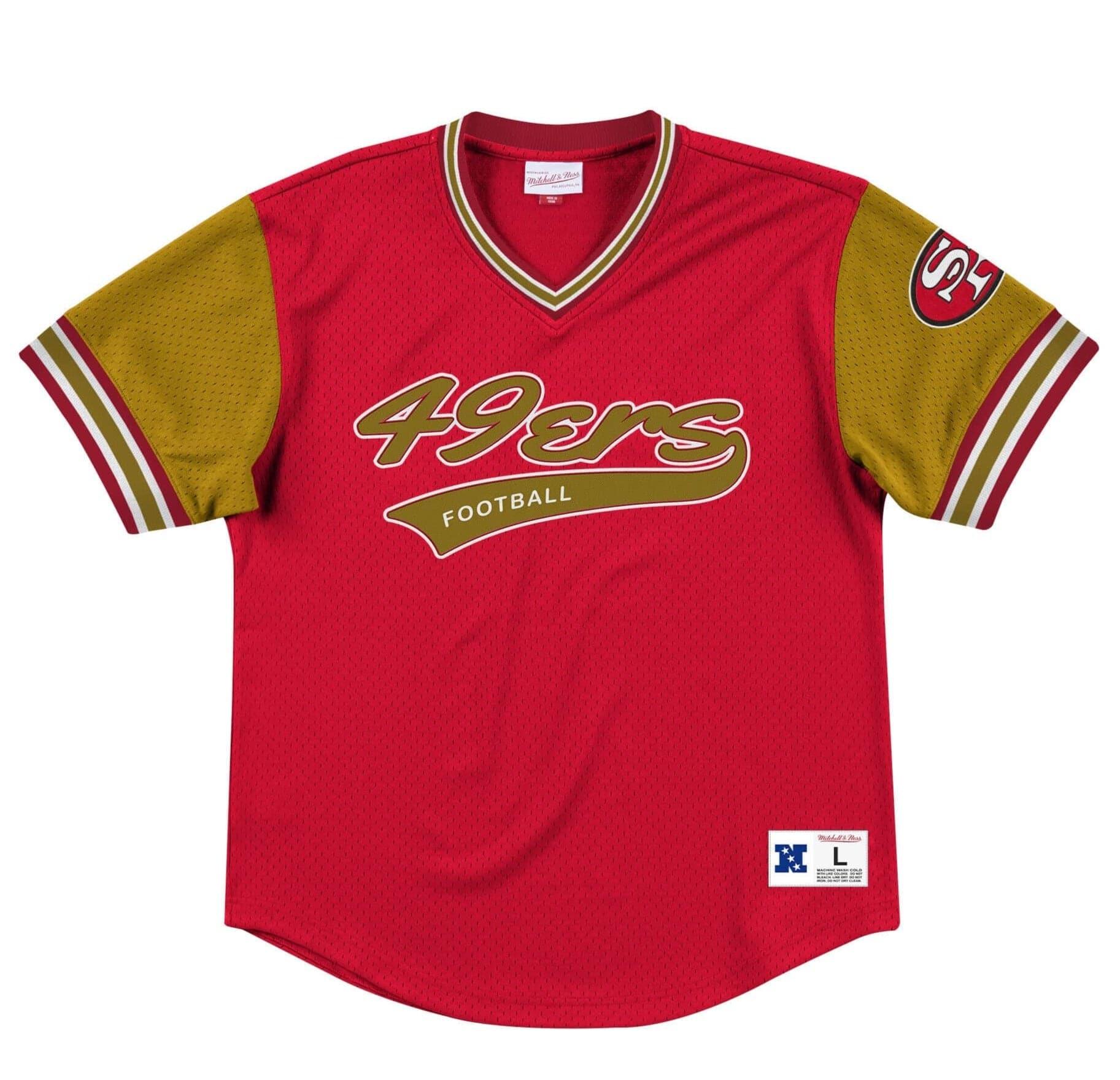 Mitchell And Ness T-Shirts San Francisco 49ers Mitchell & Ness NFL Top Prospect Mesh V- Neck - Red