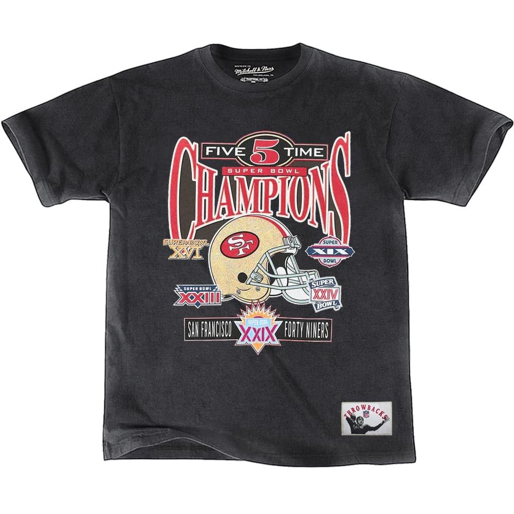 Mitchell And Ness T-Shirts San Francisco 49ers Mitchell & Ness NFL Washed Champs Vintage T-Shirt - Faded Black