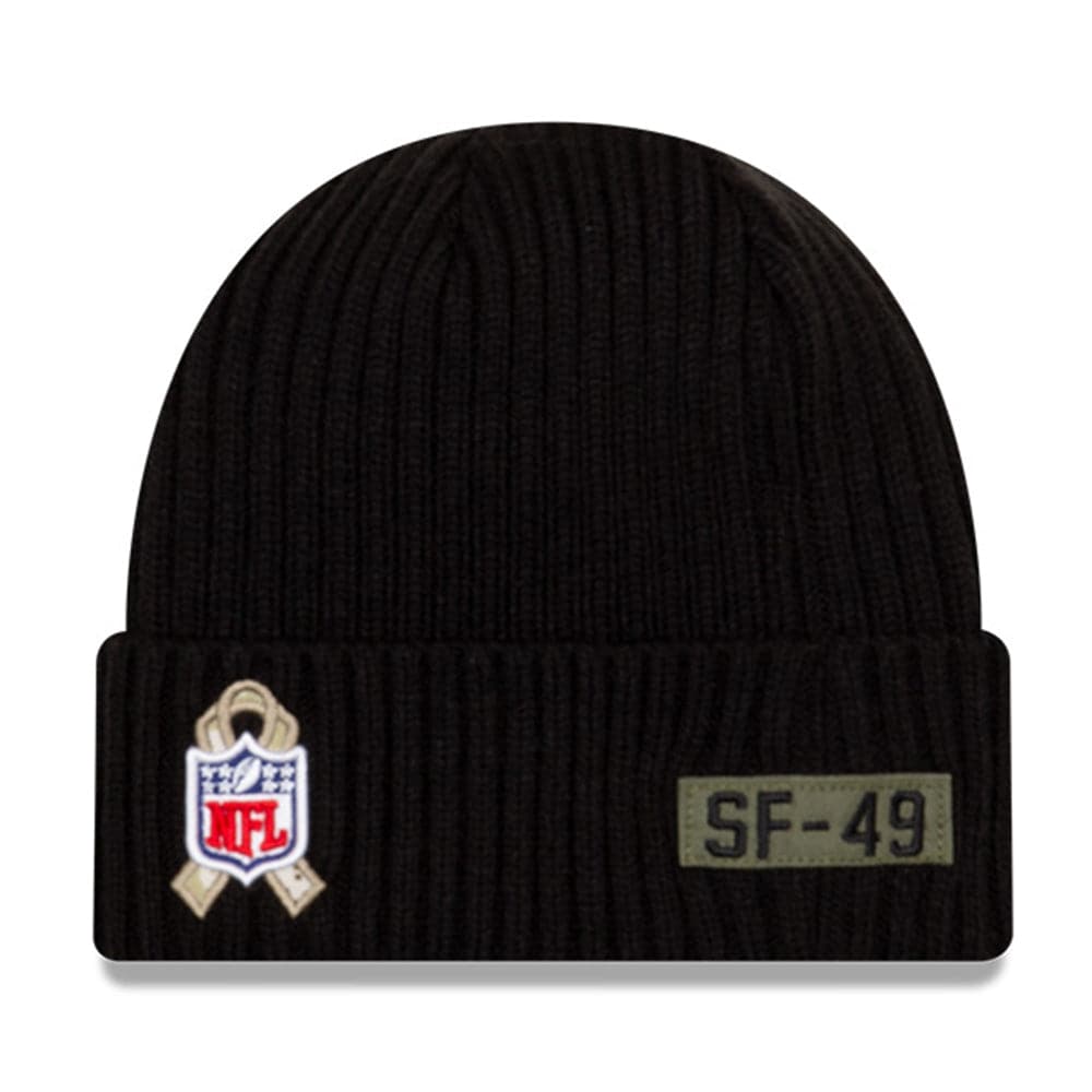 New Era Beanies San Francisco 49ers New Era NFL 2020 Salute To Service Cuffed Knit Beanie - Black