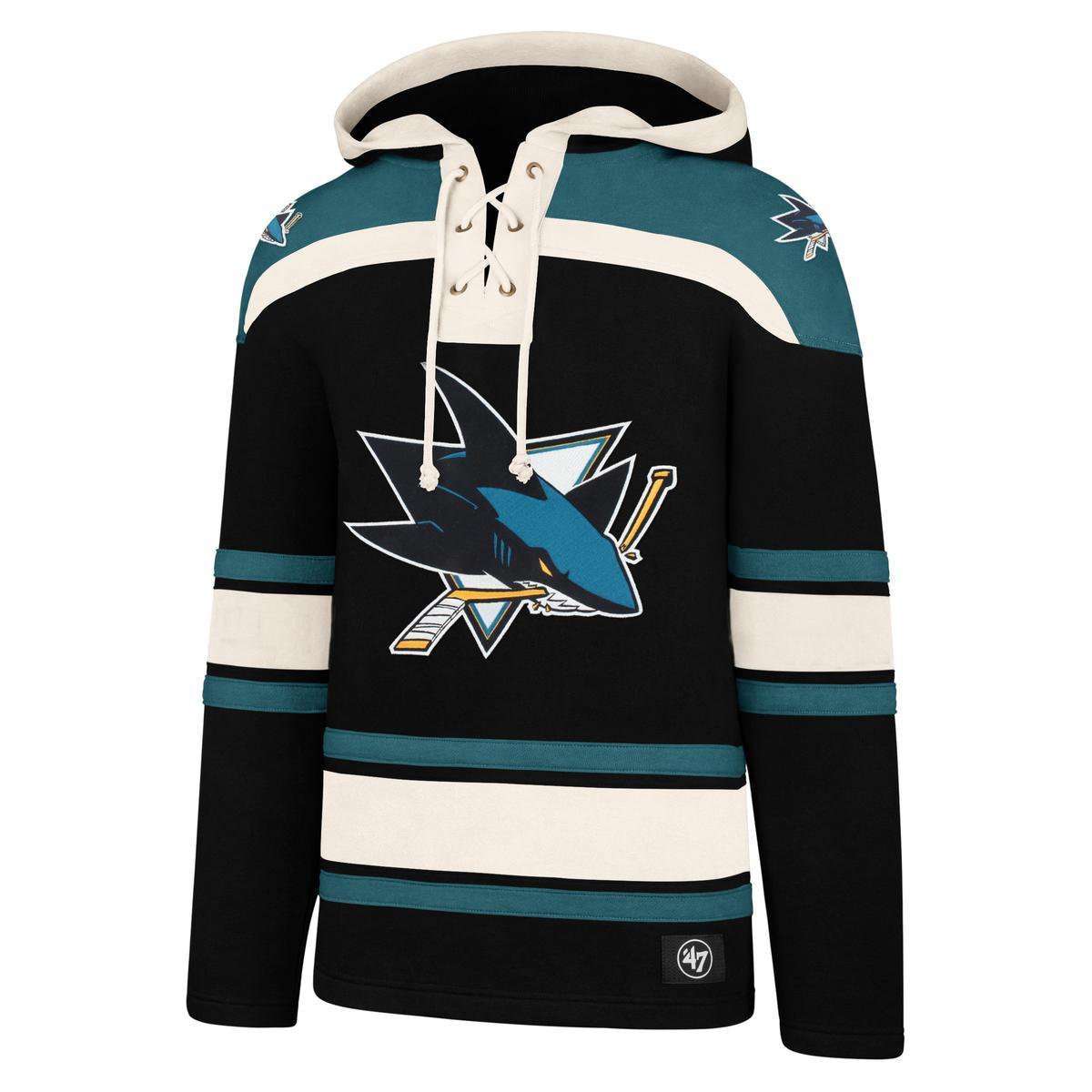 47 Brand Jumpers San Jose Sharks '47 NHL Lacer Hoodie Jumper - Black