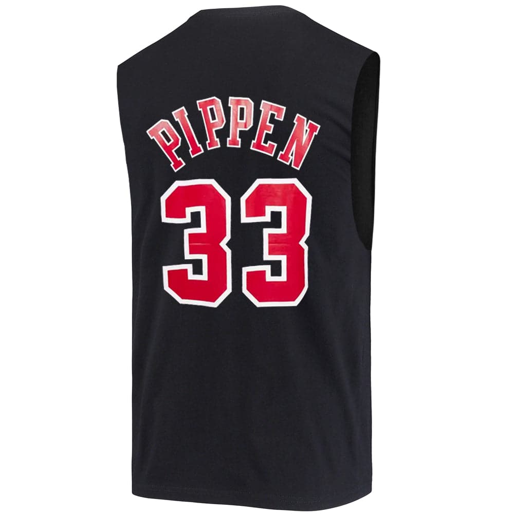 Mitchell And Ness T-Shirts Scottie Pippen Chicago Bulls Mitchell & Ness NBA Name Number Muscle T-Shirt - Black