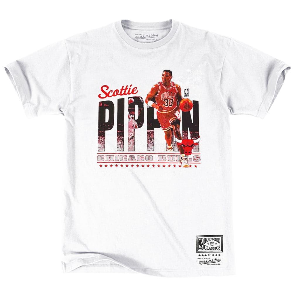 Mitchell And Ness T-Shirts Scottie Pippen Chicago Bulls Mitchell & Ness NBA Photo Real T-Shirt - Vintage White