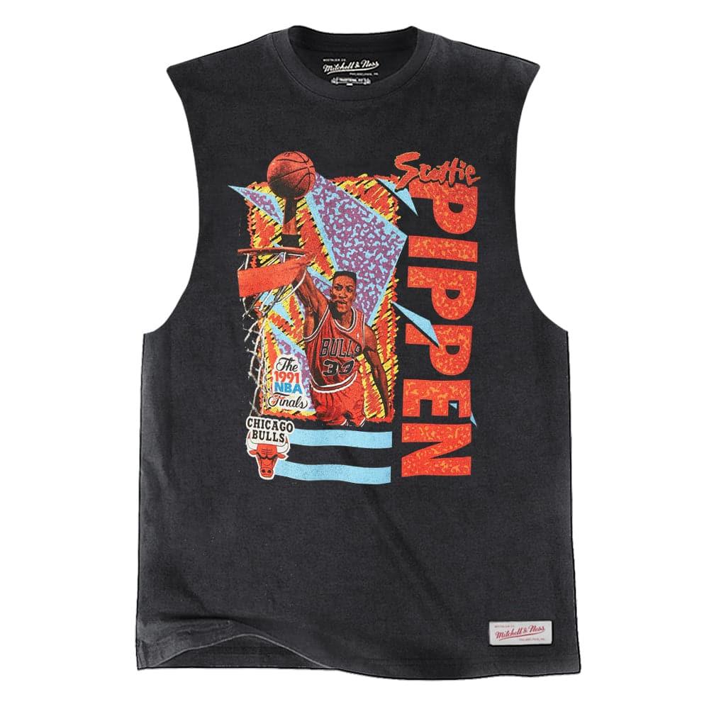 Mitchell And Ness T-Shirts Scottie Pippen Chicago Bulls Mitchell & Ness NBA Vintage Retro Player Muscle T-Shirt - Black