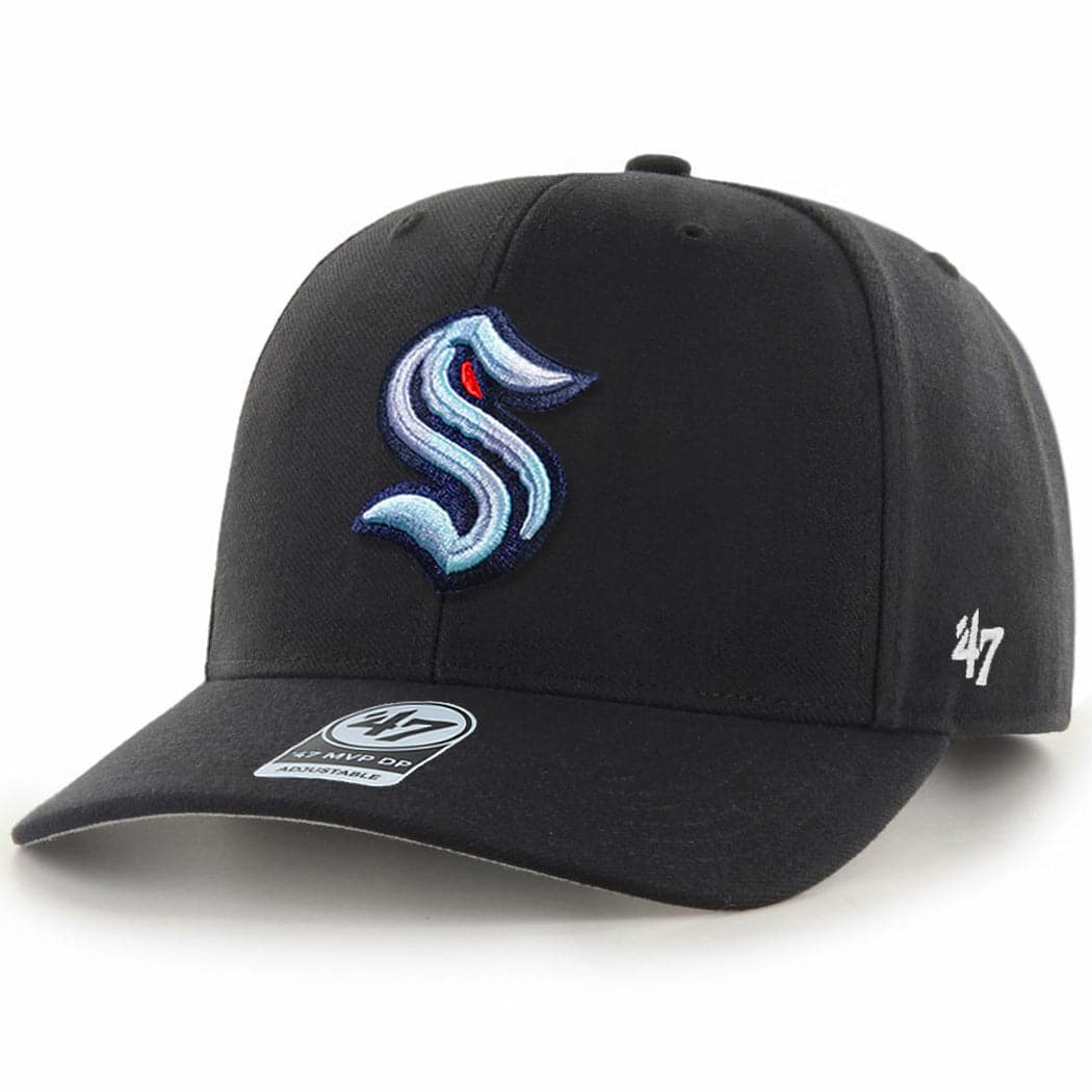 47 Brand Caps Seattle Kraken ‘47 NHL Team MVP DP Pre-Curved Snapback Hat - Black